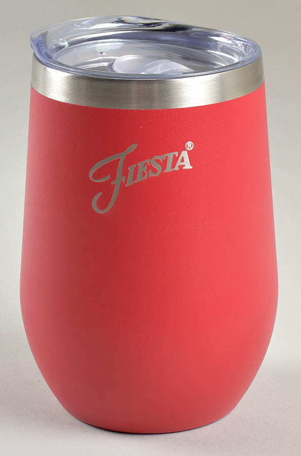 Fiesta Scarlet (Intro 2004) Metal Wine Tumbler & Plastic Lid by Homer Laughlin -1