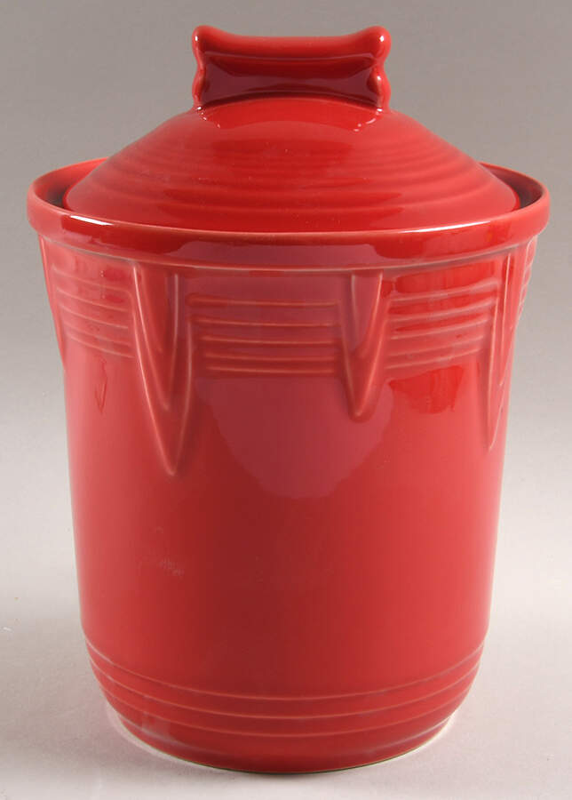 Fiesta Scarlet (Intro 2004) Dog Treats Canister & Lid by Homer Laughlin -1
