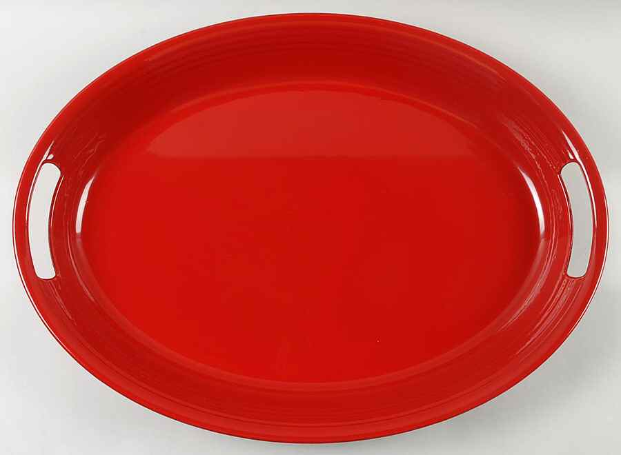 Fiesta Scarlet (Intro 2004) 18" Melamine Oval Handled Tray by Homer Laughlin -1