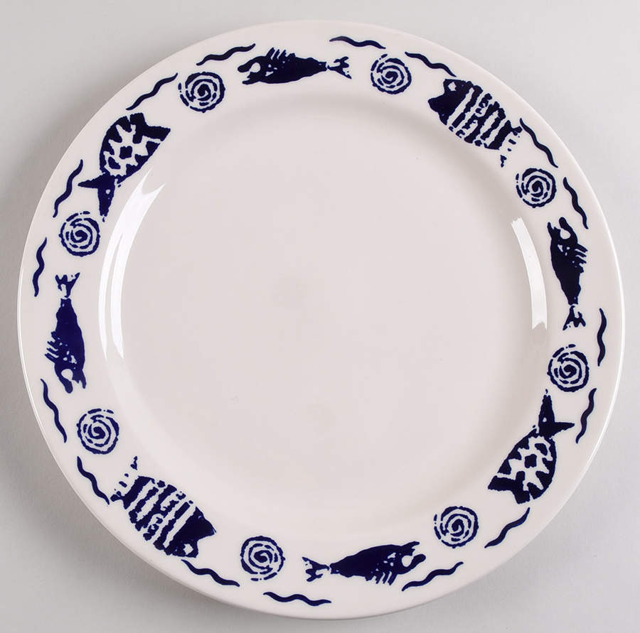 Blue Fish 12" Chop Plate (Round Platter) by Homer Laughlin -1