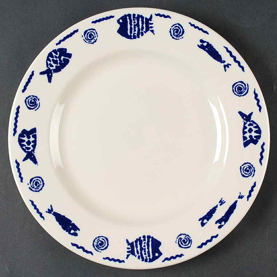 Blue Fish Dinner Plate by Homer Laughlin -1