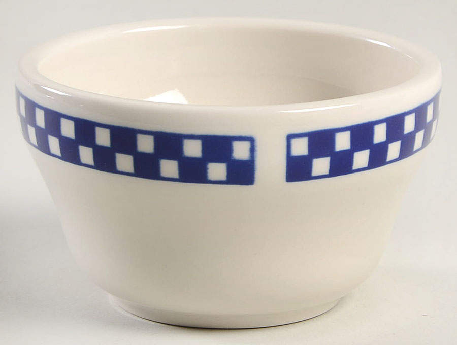 Checkers Cobalt Blue Flat Bouillon Cup No Handles by Homer Laughlin -1