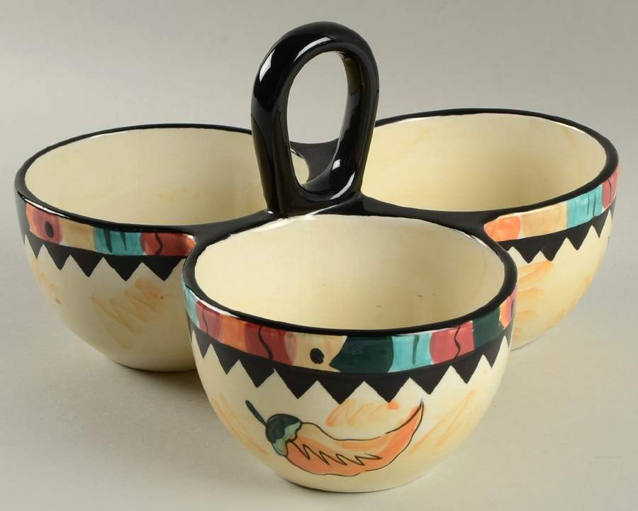 Hot Tamale 3 Part Condiment Server W/Center Handle by Hausenware-1