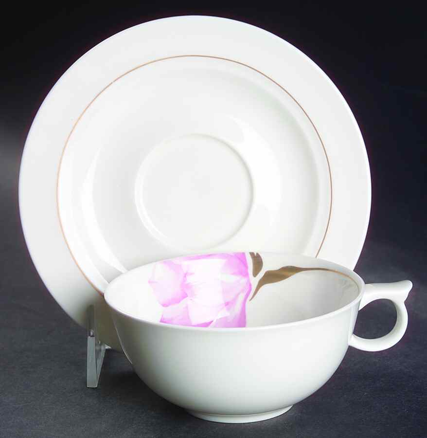 New Balance Pink Flat Cup & Saucer Set by Hutschenreuther-1