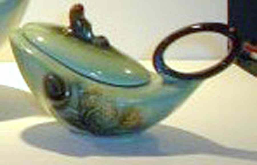 Parchment And Pine Sugar Bowl & Lid by Hull-1