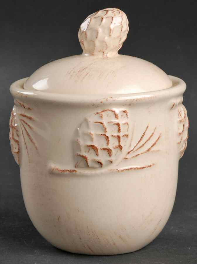 Holiday Pine Cone Cream Sugar Bowl & Lid by Home-1