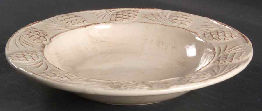 Holiday Pine Cone Cream Rim Soup Bowl by Home-1