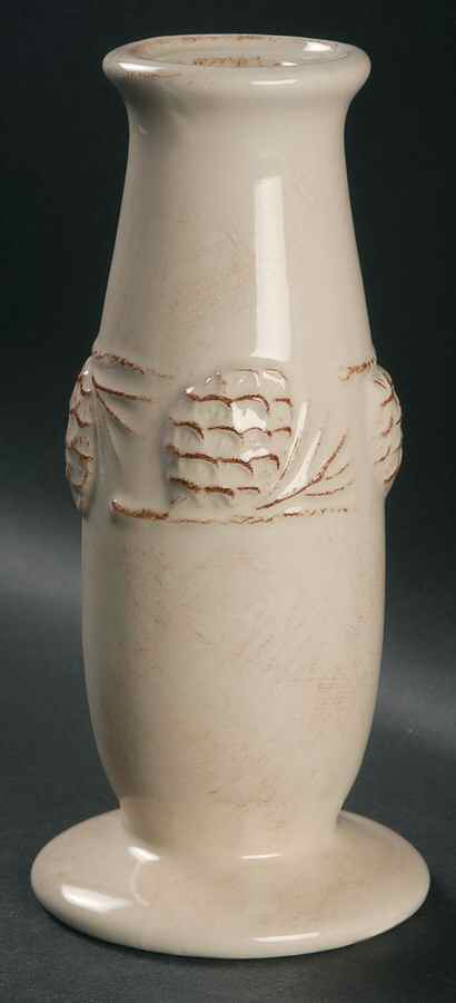 Holiday Pine Cone Cream 7" Candlestick by Home-1