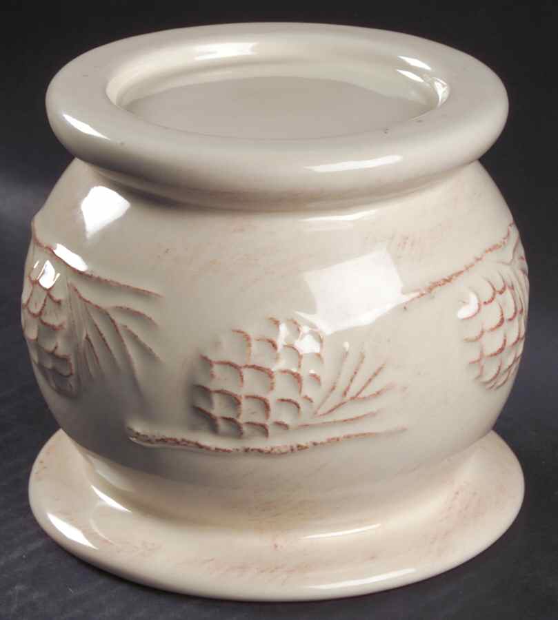 Holiday Pine Cone Cream 4" Pillar Candleholder by Home-1