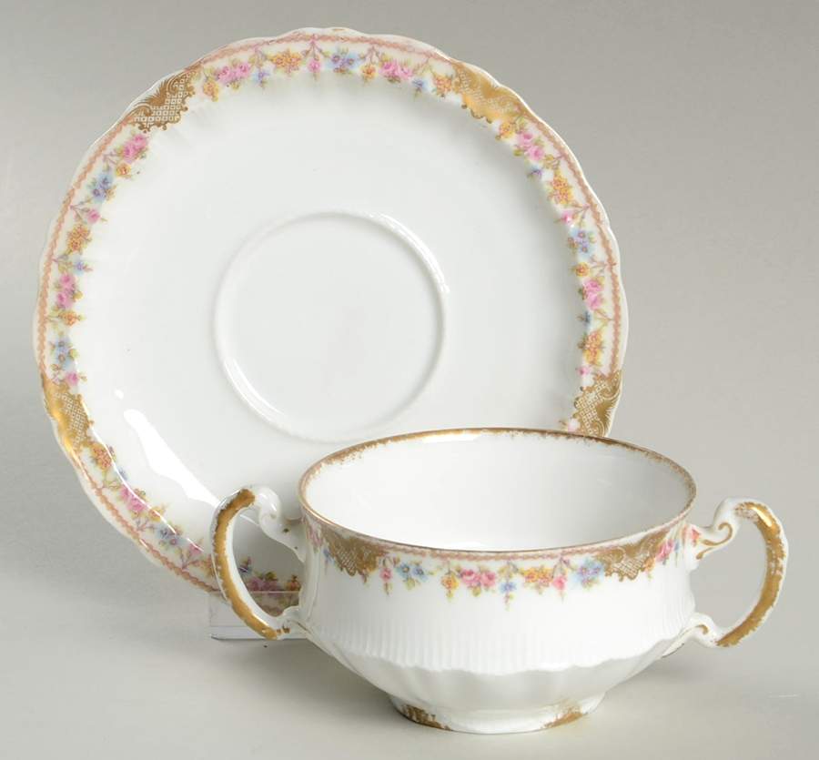 Schleiger 630-2 Flat Bouillon Cup & Saucer by Haviland-1