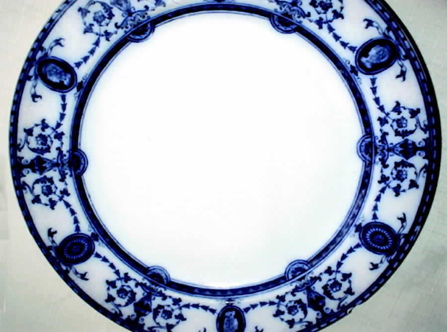 Flaxman Blue (No Gold) Dinner Plate by Sampson Hancock & Sons-1