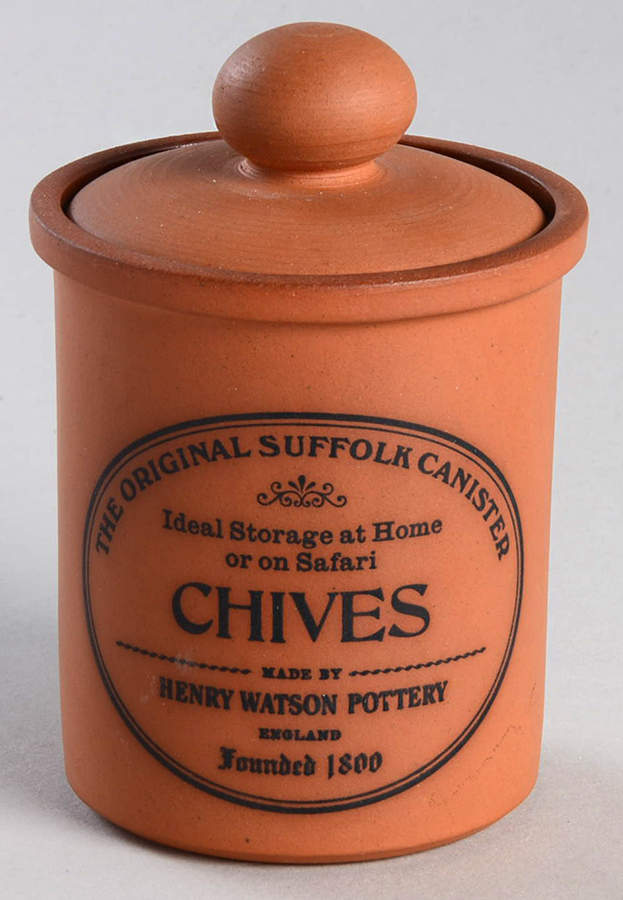 The Original Suffolk (Terra Cotta) Chives Spice Jar & Lid by Henry Watson-1