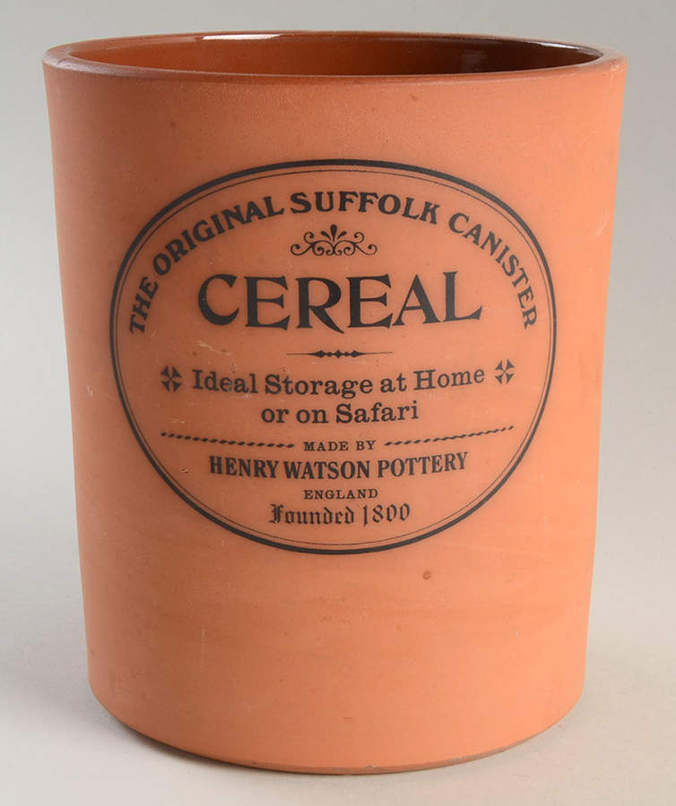 The Original Suffolk (Terra Cotta) Cereal Canister No Wood Lid by Henry Watson-1
