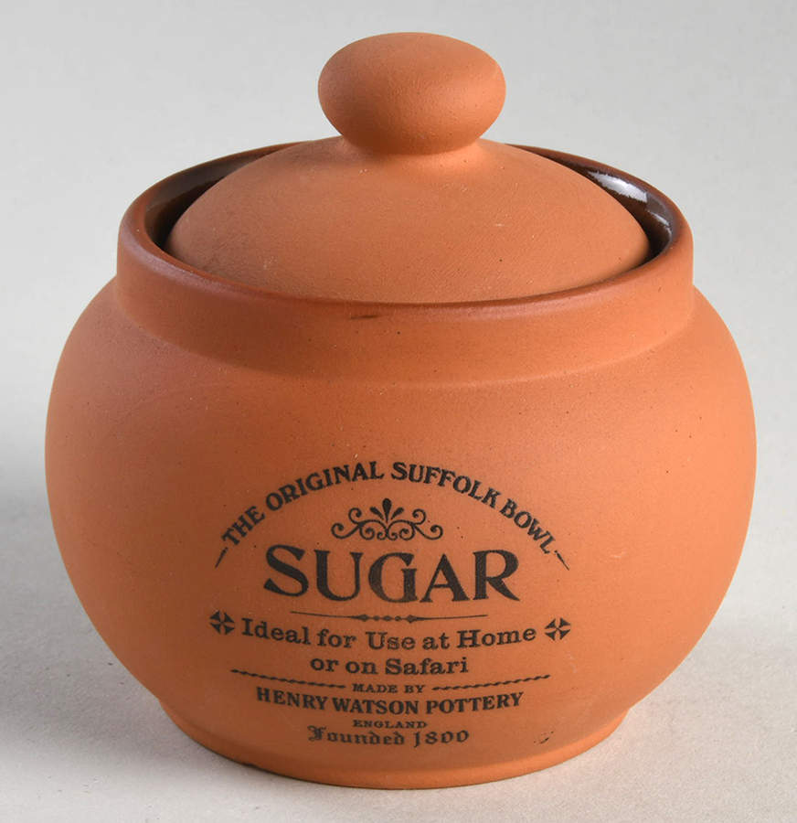 The Original Suffolk (Terra Cotta) Sugar Bowl & Lid by Henry Watson-1