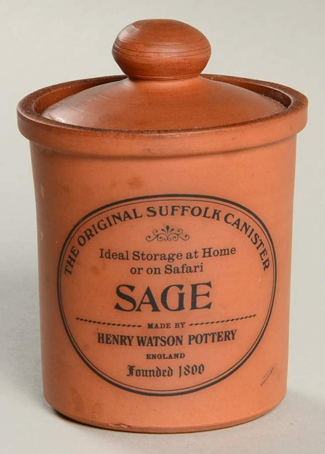 The Original Suffolk (Terra Cotta) Sage Spice Jar & Lid by Henry Watson-1