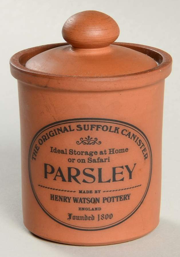 The Original Suffolk (Terra Cotta) Parsley Spice Jar & Lid by Henry Watson-1