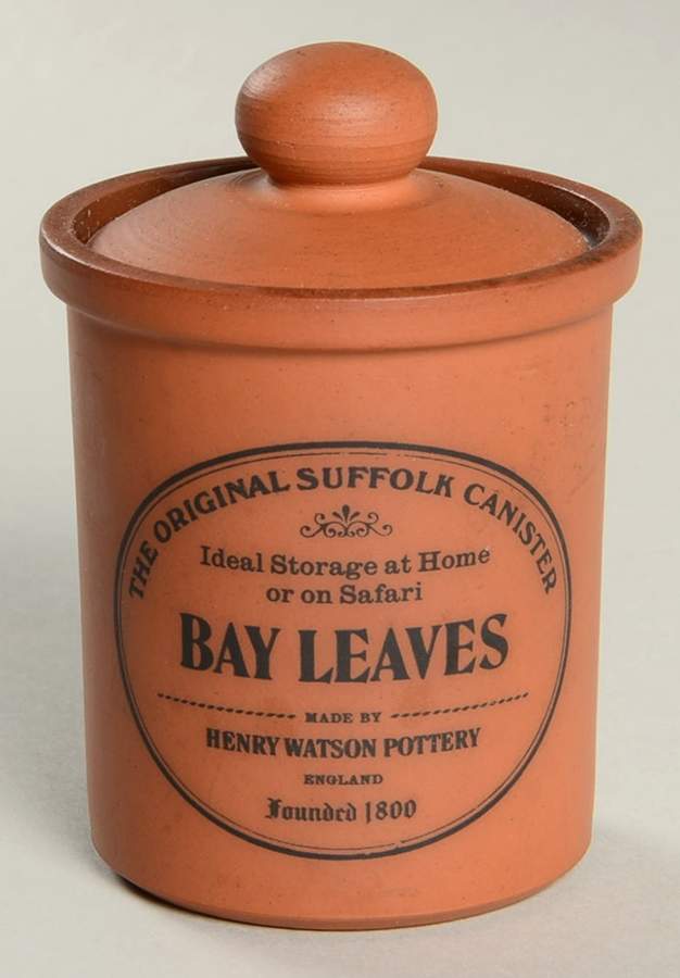 The Original Suffolk (Terra Cotta) Bay Leaf/Leaves Spice Jar & Lid by Henry Watson-1
