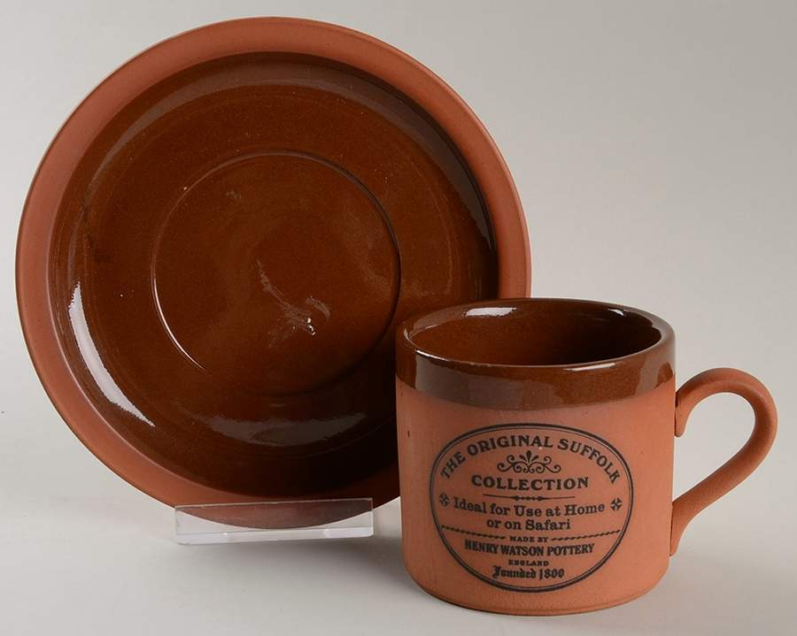 The Original Suffolk (Terra Cotta) Flat Cup & Saucer Set by Henry Watson-1