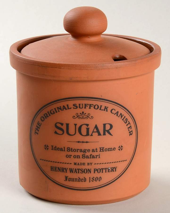 The Original Suffolk (Terra Cotta) Sugar Bowl & Notched Lid by Henry Watson-1