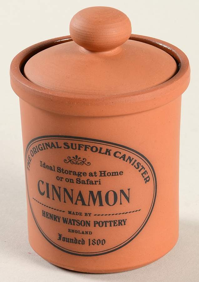 The Original Suffolk (Terra Cotta) Cinnamon Spice Jar & Lid by Henry Watson-1