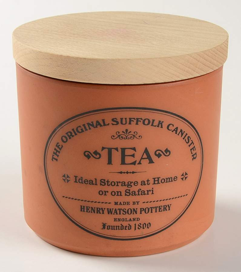 The Original Suffolk (Terra Cotta) Tea Canister & Wood Lid by Henry Watson-1
