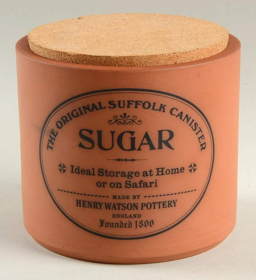 The Original Suffolk (Terra Cotta) Sugar Canister & Cork Stopper by Henry Watson-1