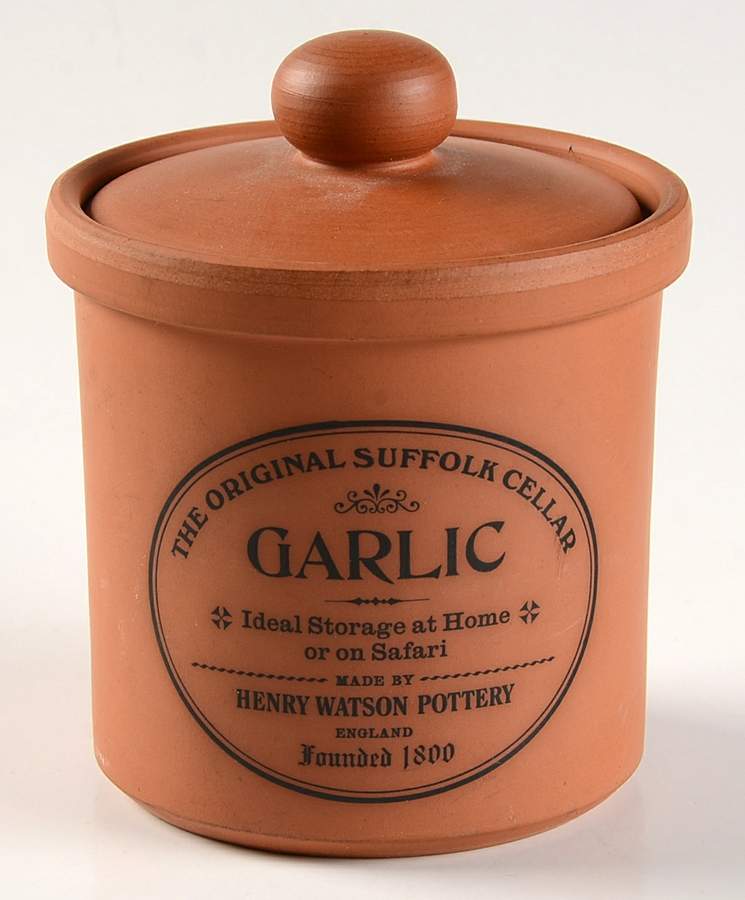 The Original Suffolk (Terra Cotta) Garlic Cellar & Lid (No Holes) by Henry Watson-1