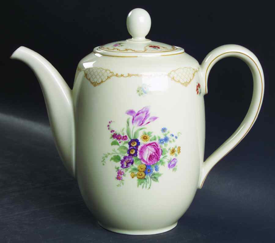 7470 (Cream Background) Coffee Pot & Lid by Hutschenreuther-1