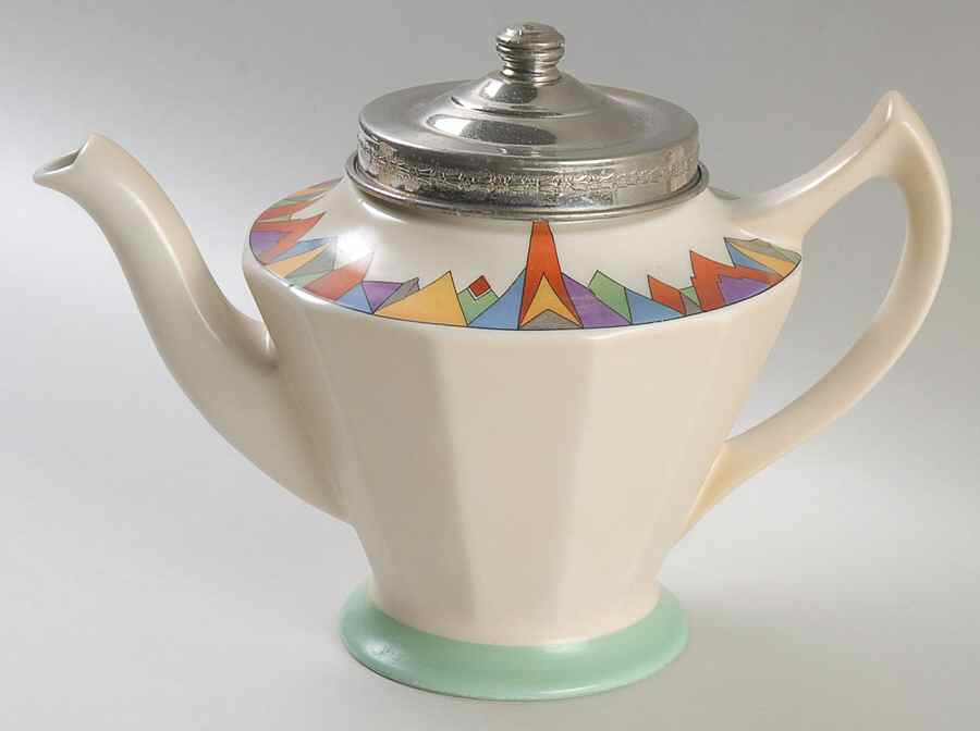 Chrysler Dodecagon Teapot & Metal Lid w/Teaball by Hall-1