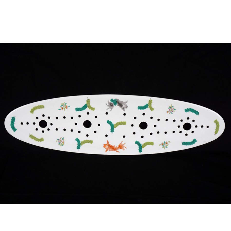 Poisson (PO) (White Background) Strainer for 24" Fish Platter by Herend-1