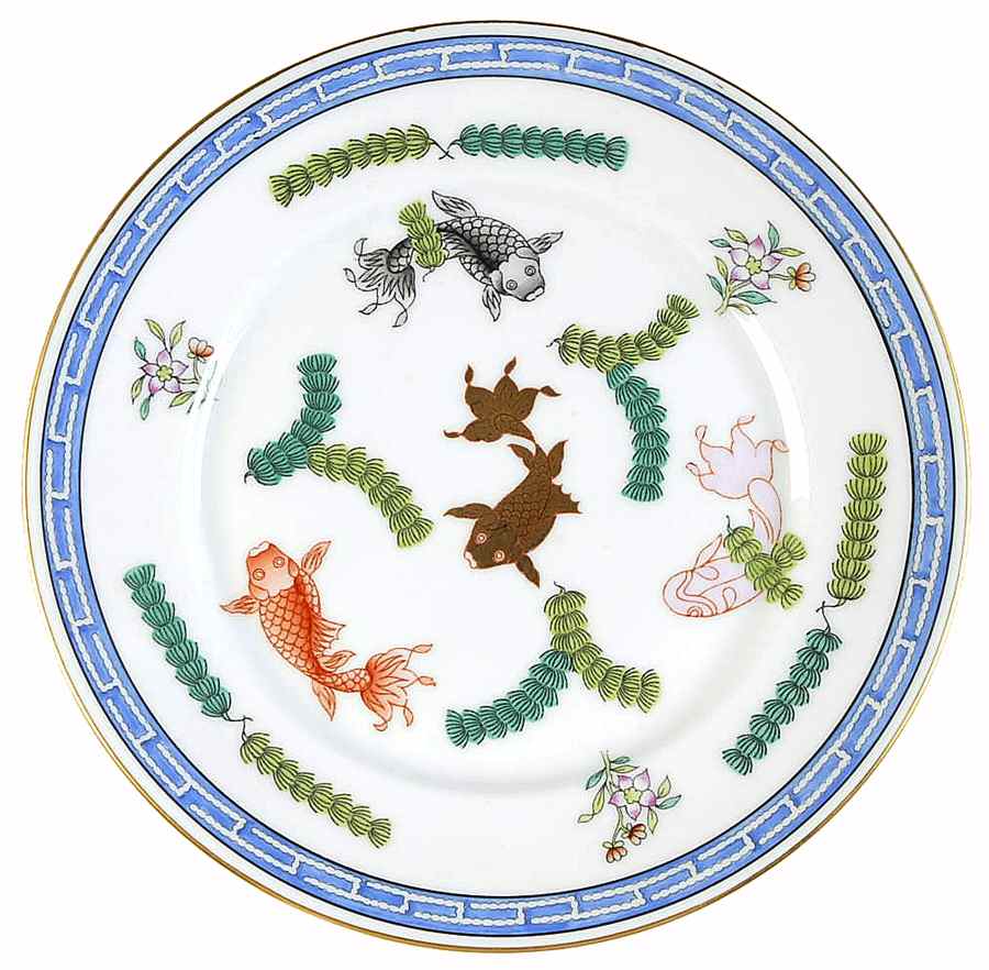 Poisson (PO) (White Background) Salad Plate by Herend-1