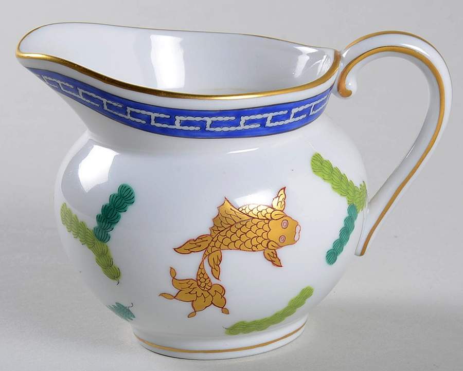 Poisson (PO) (White Background) Creamer by Herend-1