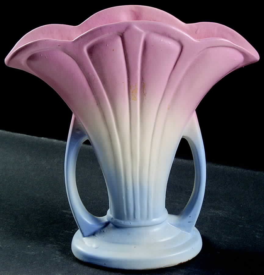 Mardigras Blue Pink 9" Fan Vase by Hull-1