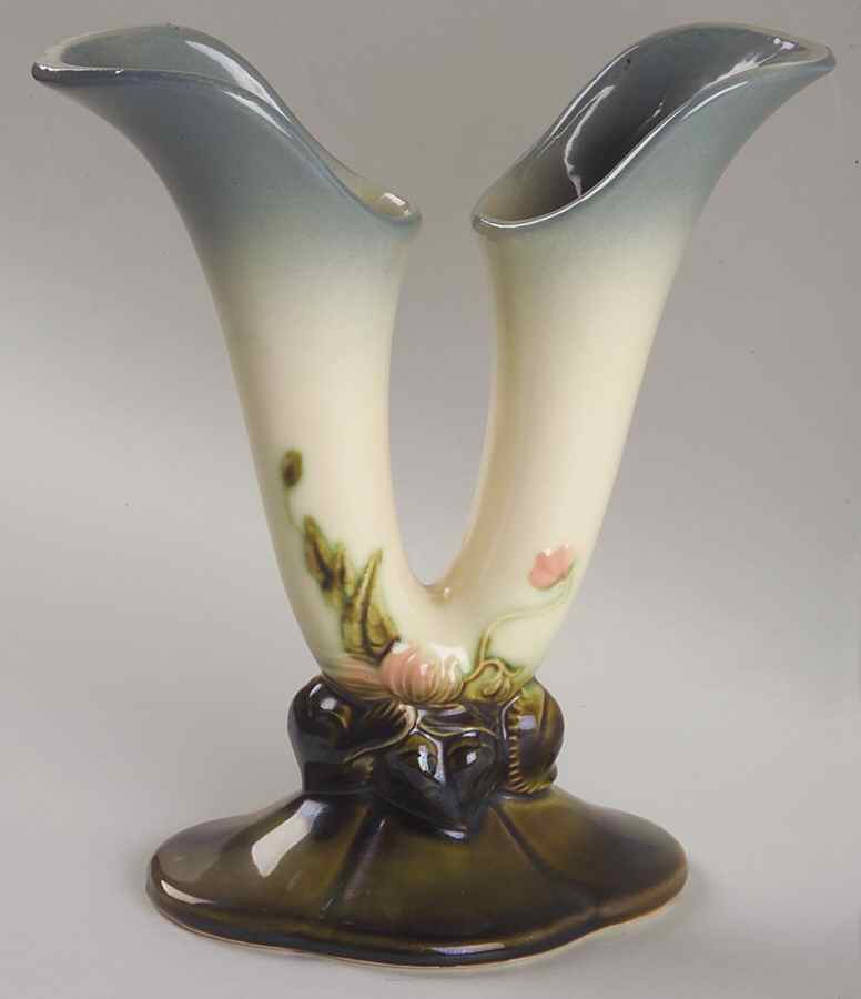 Woodland Blue Green (Glossy) Double Bud Vase by Hull-1