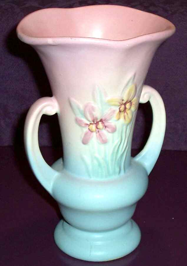 Iris Pink Blue 7" Handled Vase by Hull-1