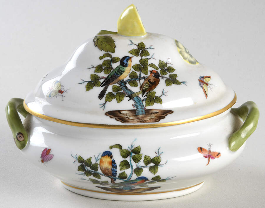 Antique Rothschild Bird (So) Mini Tureen & Lid by Herend-1