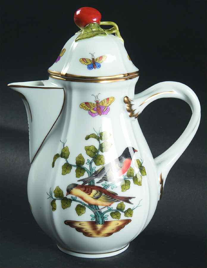 Antique Rothschild Bird (So) Mocha Pot & Lid by Herend-1