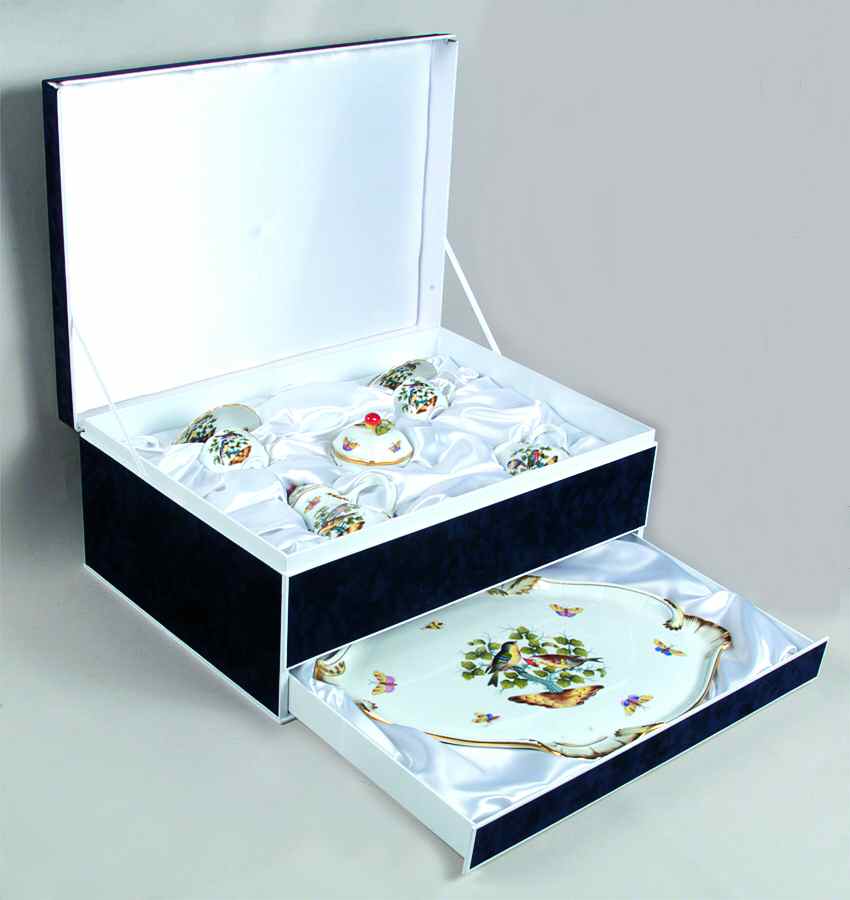 Antique Rothschild Bird (So) Boxed Mocha Set by Herend-1