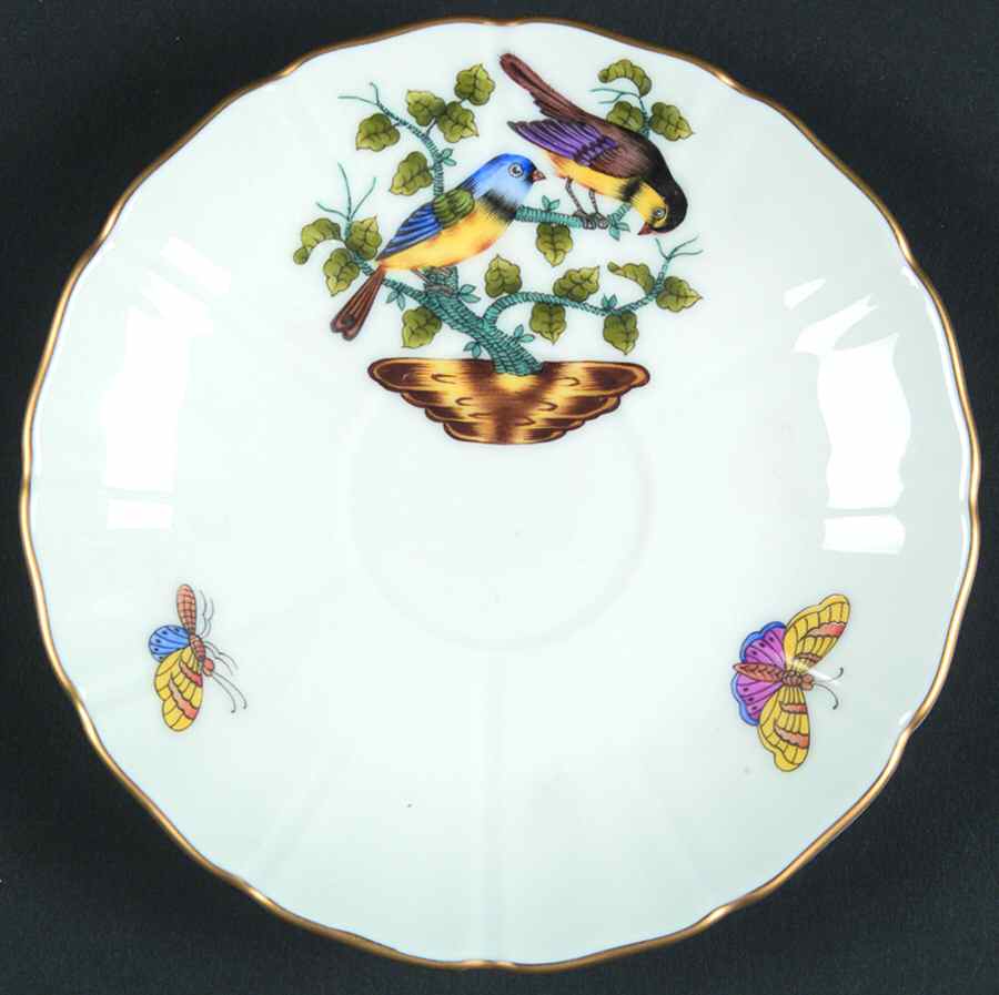 Antique Rothschild Bird (So) Saucer for Mocha Cup by Herend-1