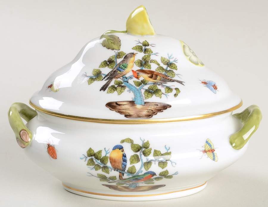 Antique Rothschild Bird (So) Mini Tureen & Lid by Herend-1