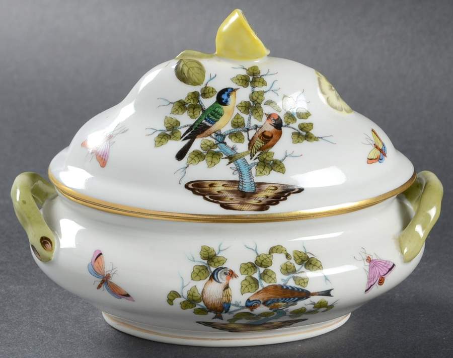 Antique Rothschild Bird (So) Mini Tureen & Lid by Herend-1