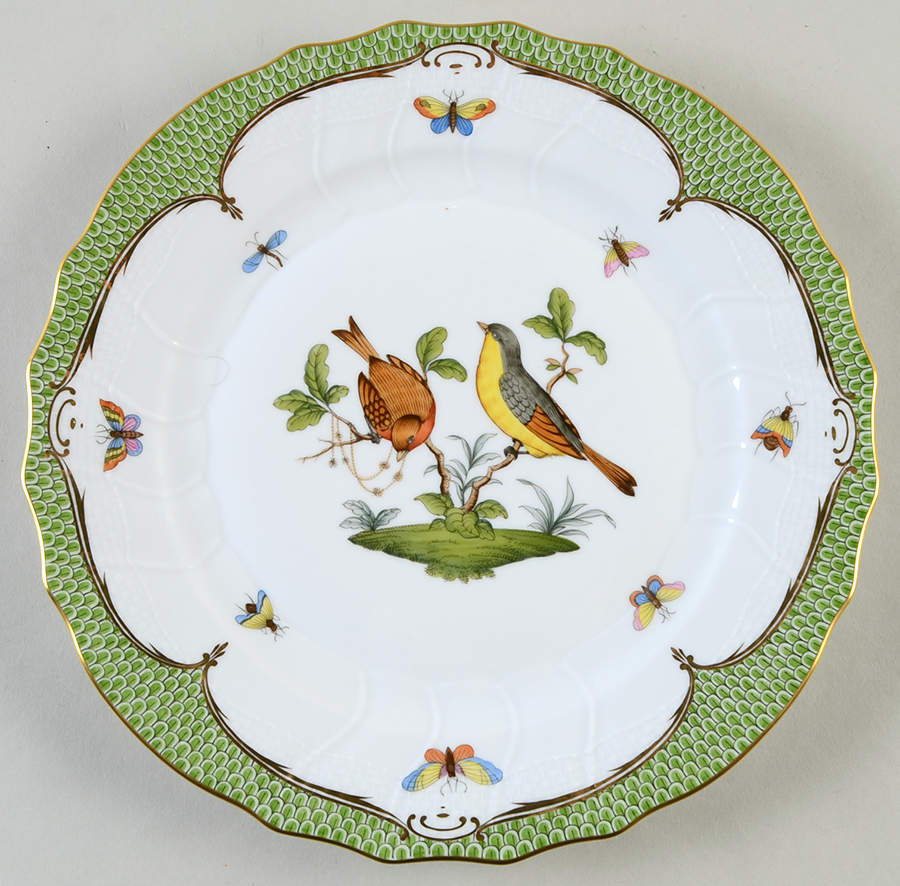 Rothschild Bird Green Border (ROEV) Dinner Plate by Herend-1