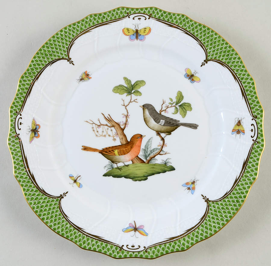 Rothschild Bird Green Border (ROEV) Dinner Plate by Herend-1