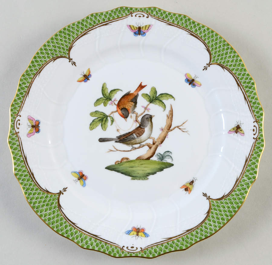 Rothschild Bird Green Border (ROEV) Dinner Plate by Herend-1