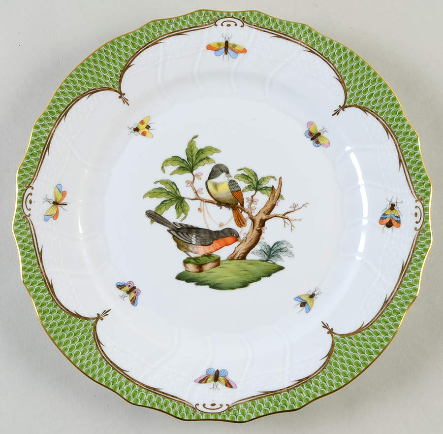 Rothschild Bird Green Border (ROEV) Dinner Plate by Herend-1