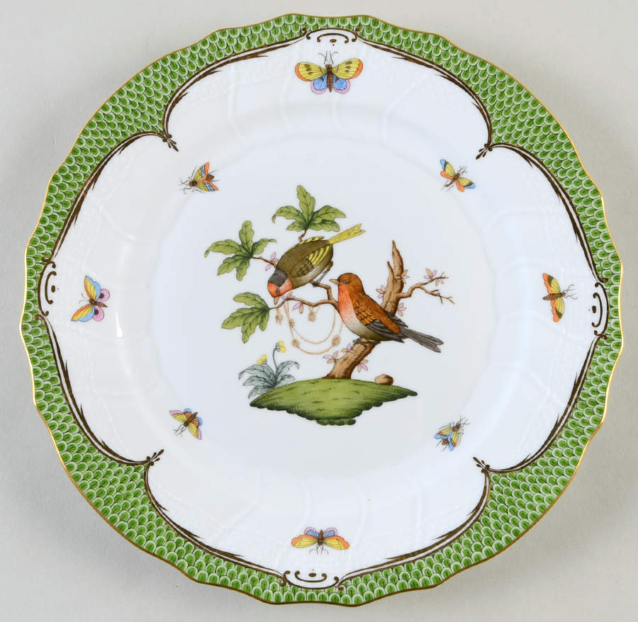 Rothschild Bird Green Border (ROEV) Dinner Plate by Herend-1