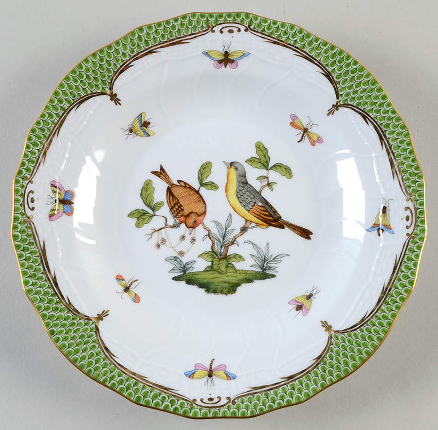 Rothschild Bird Green Border (ROEV) Dessert/Pie Plate by Herend-1