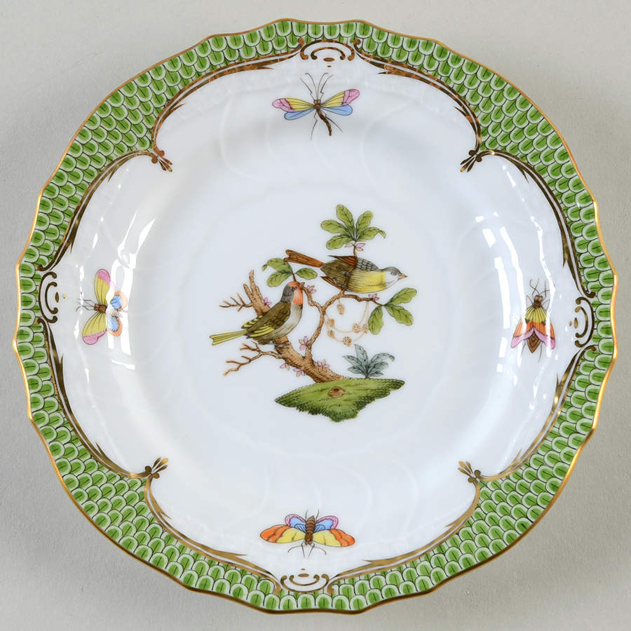 Rothschild Bird Green Border (ROEV) Bread & Butter Plate by Herend-1