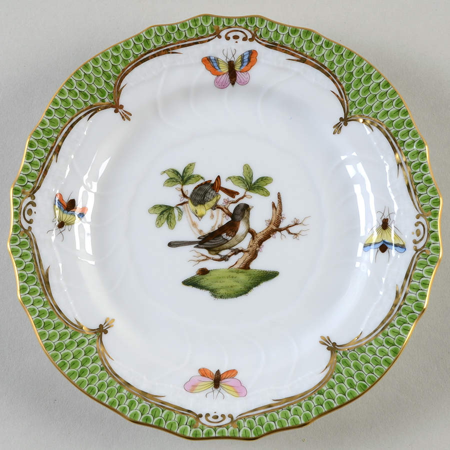 Rothschild Bird Green Border (ROEV) Bread & Butter Plate by Herend-1