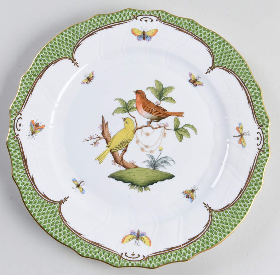 Rothschild Bird Green Border (ROEV) Dinner Plate by Herend-1
